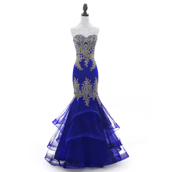 Charmant Noire Robe De Soirée 2018 Trompette / Sirène Bustier Dos Nu En Dentelle Fleur Faux Diamant Sans Manches Longue Robe De Ceremonie
