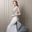 Sexy Silver Evening Dresses  2018 Trumpet / Mermaid Crystal Rhinestone Beading Pearl Sequins V-Neck Backless Short Sleeve Sweep Train Formal Dresses