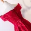 Chic / Beautiful Red Evening Dresses  2019 A-Line / Princess Off-The-Shoulder Lace Flower Short Sleeve Backless Floor-Length / Long Formal Dresses