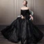 Elegante Schwarz Abendkleider 2019 A Linie Off Shoulder Perlenstickerei Spitze Blumen Kristall 3/4 Ärmel Rückenfreies Lange Festliche Kleider