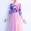 Chic / Beautiful Candy Pink Prom Dresses 2018 A-Line / Princess Appliques Bow Scoop Neck 3/4 Sleeve Floor-Length / Long Formal Dresses