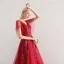 Chic / Beautiful Burgundy Evening Dresses  2019 A-Line / Princess V-Neck Lace Appliques Beading Crystal Short Sleeve Backless Floor-Length / Long Formal Dresses