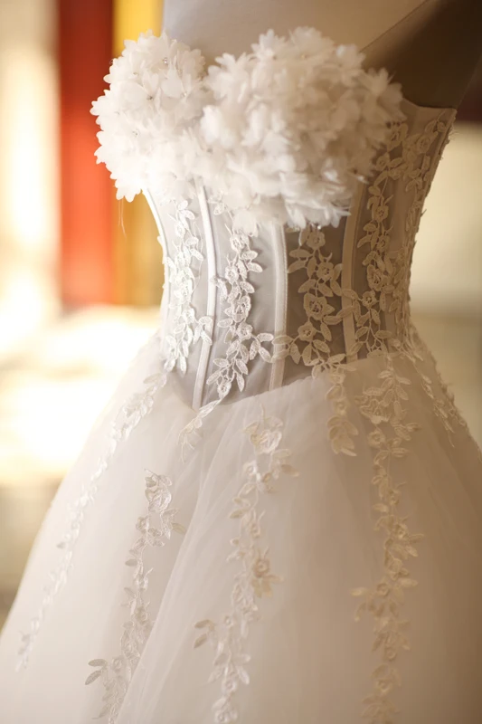Chic / Belle Blanche Robe De Mariée 2019 Princesse Transparentes Bustier Appliques En Dentelle Fleur Sans Manches Dos Nu Longue