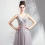 Elegant Blushing Pink Prom Dresses 2019 A-Line / Princess V-Neck Beading Pearl Crystal Appliques Sleeveless Backless Floor-Length / Long Formal Dresses