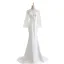 Mode Ivory / Creme Meerjungfrau Brautkleider / Hochzeitskleider 2021 Rundhalsausschnitt Pailletten Schleife Spitze Blumen Lange Ärmel Rückenfreies Sweep / Pinsel Zug Hochzeit