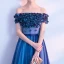Élégant Bleu Marine Robe De Bal 2018 Princesse Appliques Noeud Perlage Cristal De l'épaule Dos Nu Sans Manches Longue Robe De Ceremonie