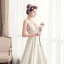 Charmant Ivoire Robe De Mariée 2019 Princesse V-Cou En Dentelle Fleur Sans Manches Dos Nu Chapel Train