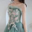 Modern / Fashion Jade Green Prom Dresses 2019 A-Line / Princess Spaghetti Straps Appliques Lace Sleeveless Backless Cascading Ruffles Floor-Length / Long Formal Dresses