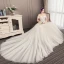 Élégant Champagne Robe De Mariée 2019 Princesse De l'épaule En Dentelle Perlage Sans Manches Dos Nu Chapel Train