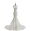 Charming Ivory Wedding Dresses 2021 Trumpet / Mermaid V-Neck Beading Pearl Sequins Lace Flower Sleeveless Backless Court Train Wedding