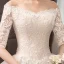 Élégant Champagne Robe De Mariée 2019 Princesse De l'épaule En Dentelle Fleur Paillettes 1/2 Manches Dos Nu Royal Train