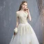 Élégant Blanche Robe De Mariée 2019 Princesse De l'épaule En Dentelle Fleur Paillettes Manches Courtes Dos Nu Cathedral Train