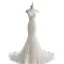 Charming Ivory Trumpet / Mermaid Wedding Dresses 2021 Scoop Neck Lace Flower Short Sleeve Backless Chapel Train Wedding