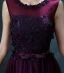 Chic / Beautiful Grape Bridesmaid Dresses 2018 A-Line / Princess Bow Flower Scoop Neck Backless Sleeveless Floor-Length / Long Wedding Party Dresses