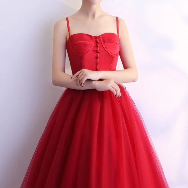 fitted lace wedding dress Red A-Line Satin Long Prom Dress, Red Long Formal Dress US 16 / Custom Color main image 0