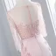 Chic / Belle Rose Bonbon Robe De Soirée 2018 Trompette / Sirène Dentelle Fleur Perlage Noeud Encolure Dégagée 1/2 Manches Dos Nu Train De Balayage Robe De Ceremonie