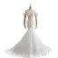 Sexy White Trumpet / Mermaid Wedding Dresses 2021 Spaghetti Straps Beading Pearl Rhinestone Lace Flower Sleeveless Backless Cathedral Train Wedding