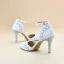 Chic / Beautiful White Wedding Shoes 2019 Pearl Ankle Strap Rhinestone 8 cm Stiletto Heels Pointed Toe Wedding High Heels