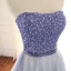 Fine Mørk Marineblå Ballkjoler 2018 Prinsesse Beading Paljetter Rhinestone Kjæreste Ryggløse Uten Ermer Feie Tog Formelle Kjoler