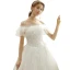 Affordable Ivory Wedding Dresses 2019 A-Line / Princess Off-The-Shoulder Lace Flower Short Sleeve Backless Floor-Length / Long