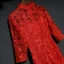 Style Chinois Rouge Robe De Soirée 2019 Trompette / Sirène Col Haut Transparentes Dentelle Fleur 1/2 Manches Longue Robe De Ceremonie