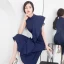 Modern / Fashion Modest / Simple Navy Blue Evening Dresses  2019 Trumpet / Mermaid Scoop Neck Sleeveless Tea-length Formal Dresses