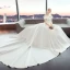 Élégant Simple Ivoire Robe De Mariée 2019 Princesse De l'épaule Manches Courtes Dos Nu Cathedral Train