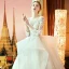 Audrey Hepburn Style Champagne Wedding Dresses 2019 Ball Gown See-through Scoop Neck Lace Appliques 3/4 Sleeve Backless Cascading Ruffles Royal Train