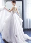 Sexy Blanche Robe De Mariée 2019 Robe Boule Bretelles Spaghetti Faux Diamant Sans Manches Dos Nu Volants en Cascade Longue