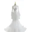 Elegant White Trumpet / Mermaid Wedding Dresses 2021 Scoop Neck Beading Lace Flower Long Sleeve Backless Cathedral Train Wedding