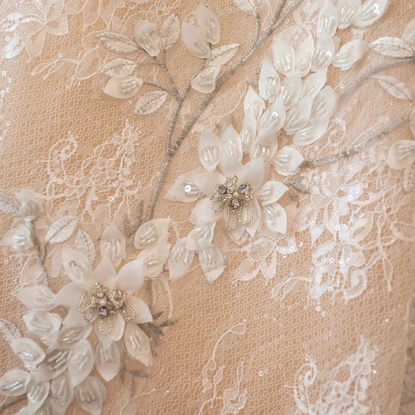 Luxury / Gorgeous Champagne Handmade Beading Wedding Dresses 2019 A-Line / Princess Scoop Neck Appliques Lace Crystal 3/4 Sleeve Backless Royal Train