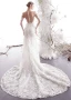 Charmant Ivoire Robe De Mariée 2019 Trompette / Sirène Transparentes Encolure Dégagée Perlage En Dentelle Fleur 3/4 Manches Chapel Train