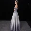 Chic / Beautiful Gradient-Color Silver Glitter Evening Dresses  2019 A-Line / Princess Off-The-Shoulder Short Sleeve Backless Floor-Length / Long Formal Dresses