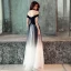Elegante Farbverlauf Schwarz Ballkleider 2019 A Linie Off Shoulder Kurze Ärmel Rückenfreies Lange Festliche Kleider