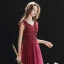 Chic / Beautiful Burgundy Evening Dresses  2019 A-Line / Princess V-Neck Beading Lace Flower Crystal Sleeveless Backless Floor-Length / Long Formal Dresses
