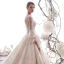 Chic / Belle Champagne Robe De Mariée 2019 Princesse Encolure Dégagée Papillon Appliques En Dentelle Fleur Cristal Paillettes 3/4 Manches Dos Nu Royal Train
