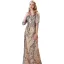 High-end Champagne Evening Dresses  2021 Trumpet / Mermaid Scoop Neck Beading Sequins Lace Flower 3/4 Sleeve Floor-Length / Long Evening Party Formal Dresses