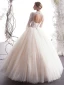 Chic / Beautiful Champagne 2019 Wedding Dresses A-Line / Princess High Neck Lace Flower Beading Crystal 3/4 Sleeve Backless Floor-Length / Long