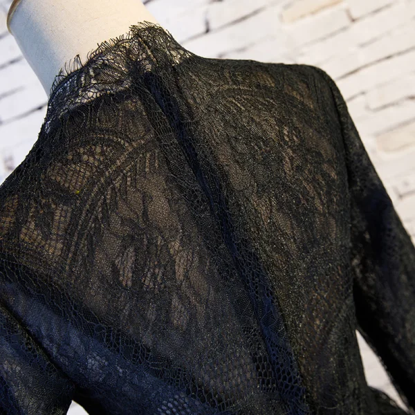 Elegant Vintage / Retro Black Prom Dresses 2019 A-Line / Princess Scoop Neck Lace Tassel Long Sleeve Floor-Length / Long Formal Dresses