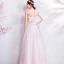 Chic / Beautiful Blushing Pink Evening Dresses  2018 A-Line / Princess Embroidered Butterfly Scoop Neck Sleeveless Ankle Length Formal Dresses