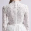 Vintage / Retro Ivory Beach Wedding Dresses 2019 A-Line / Princess High Neck Lace Bow 3/4 Sleeve Sweep Train