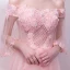 Chic / Belle Perle Rose Robe De Soirée 2018 Princesse Paillettes Appliques De l'épaule Dos Nu Manches Courtes Longue Robe De Ceremonie