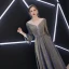 Elegant Grey Evening Dresses  2019 A-Line / Princess Scoop Neck Sequins 3/4 Sleeve Backless Floor-Length / Long Formal Dresses