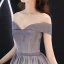 Charmant Silber Farbverlauf Abendkleider 2019 A Linie Off Shoulder Glanz Polyester Kurze Ärmel Rückenfreies Lange Festliche Kleider