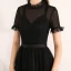 Chic / Beautiful Black Homecoming Graduation Dresses 2019 A-Line / Princess Scoop Neck Short Sleeve Bow Tea-length Formal Dresses