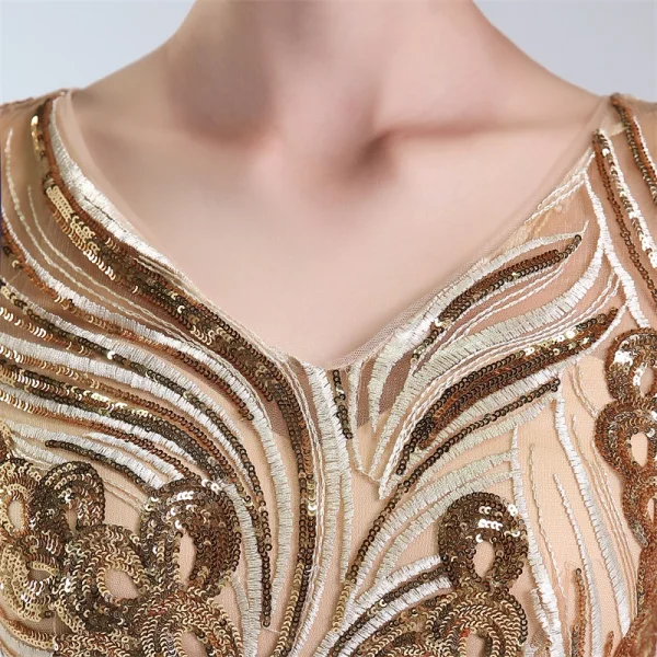 Luxury / Gorgeous Burgundy Evening Dresses 2019 Trumpet / Mermaid V-Neck Lace Sequins 1/2 Sleeves Backless Floor-Length / Long Formal Dresses
