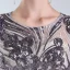 Charming Grey Evening Dresses  2019 A-Line / Princess Scoop Neck Lace Sequins Short Sleeve Floor-Length / Long Formal Dresses