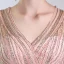Luxe Rougissant Rose Fait main Perlage Robe De Soirée 2019 Princesse V-Cou Appliques Cristal Paillettes Noeud 1/2 Manches Longue Robe De Ceremonie