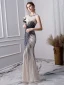 Luxus Gradient Farve Håndlavet Beading Selskabskjoler 2019 Havfrue Scoop Neck Krystal Ærmeløs Lange Kjoler