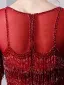 Luxury / Gorgeous Burgundy Evening Dresses  2019 Trumpet / Mermaid Scoop Neck Beading Crystal Tassel Short Sleeve Sweep Train Formal Dresses
